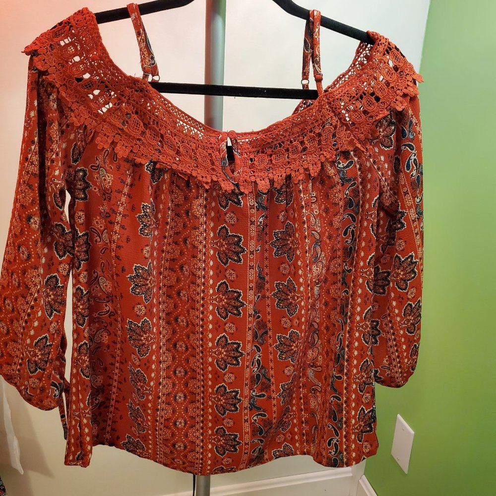 Women's 3/4 Tie Sleeve On/Off Shoulder Blouse